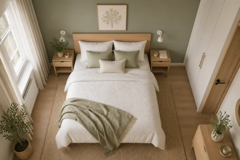 Aménagement chambre à coucher cosy avec lit central